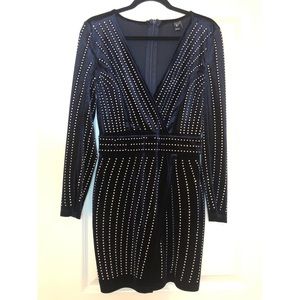 Blue velvet rhinestone dress